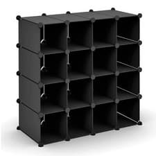 Image of Vinsani Interlocking 16 Section Multi-Purpose Cube Shoe Rack Organiser 