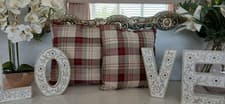 Image of Cushion Cover Balmoral Checked Plumb/ Natural 40cm, 45cm