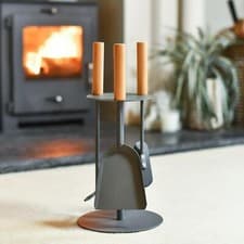 Image of Deluxe Circular Three Piece Companion Set with Wooden Handles - 49cm