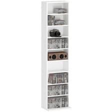 Image of HOMCOM 260 CD Storage Unit 120 DVD Storage Tower with 9 Compartments White