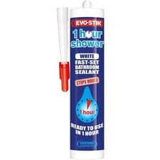 Image of Evo-Stik 1 Hour Shower Sealant White C20 for Bathroom Kitchen Sink Bath