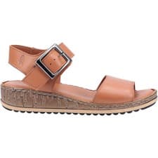 Image of Women's Hush Puppies Ellie Slingback Leather Wedge Buckle Sandals Ladies UK 3-8