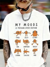 Image of Mens Le Poisson Steve Funny Fish Meme T Shirt My Moods Emotion Gift Tee Top Mens