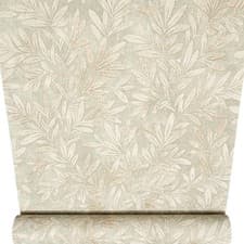 Image of Sage Willow Trail Wallpaper Gold Metallic Leaf Shimmer Textured Feature Wall
