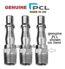 Image of 3pc BSP 1/4" MALE GENUINE PCL connectors air tools couplings line.