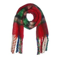 Image of Fluffy Multicoloured Tartan Winter Checkered Scarf with Tassels, Blanket Scarf