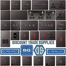 Image of BG Black Nickel Switches & Sockets Full Range Screwed Or Screwless Flatplate