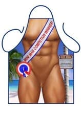 Image of MEN'S FUN SEXY NOVELTY APRON,"MINI MAN" WINNER, SIZE MATTERS, BBQ OR KITCHEN