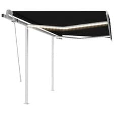 Image of Manual Retractable Awning Canopy Outdoor Awning Folding Arm with LED vidaXL