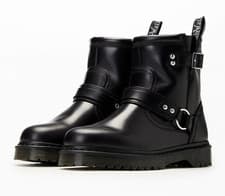 Image of Dr Martens Anistone Black Harness Leather Low Biker Boots EU 39 US 7/8 NIB