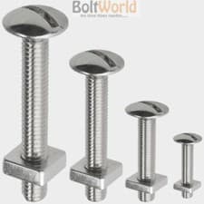 Image of M6 A2 STAINLESS STEEL SLOTTED ROOFING ROOF BOLTS SQAURE NUTS MUSHROOM MACHINE
