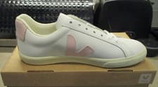 Image of Veja Trainers Esplar Logo Leather New In A Box UK 5 Extra White & Pink Sneakers