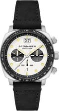 Image of Spinnaker Men's 42mm Hull Chronograph Watch with Leather Strap SP-5068-07 white