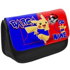Image of Personalised Barcelona Pencil Case Pokemon Football School Stationary Bag PFP04