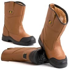 Image of Mens Lightweight Leather Steel Toe Cap Fur Lined Safety Work PPE Rigger Boot Sz