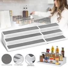 Image of White/Grey 3 Tier Shelf Jar Rack Holder Cupboard Organiser Storage Kitchen Tool