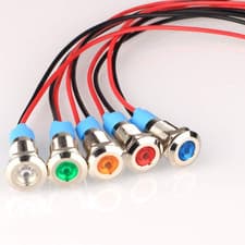 Image of 5Pcs 8Mm AC/DC 12-24V LED Metal Indicator Light Waterproof Signal Lamp Pilot Das