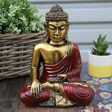 Image of Red & Gold Effect Thai Buddha - Statue Ornament Figurine 22cm