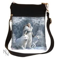 Image of Small Gothic Winter Guardians Fantasy Wolf Shoulder Bag by Anne Stokes