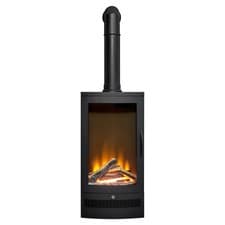 Image of Acantha Horizon Electric Stove with Tall Angled Stove Pipe in Black