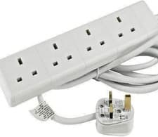 Image of EXTENSION LEAD CABLE Electric Plug Socket UK Mains Power 4 Gang Way