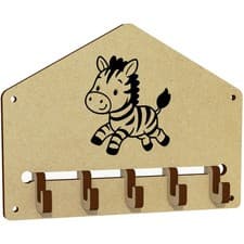 Image of 'Cute Running Zebra' Wall Mounted Key Hooks / Holder (WH00097092)