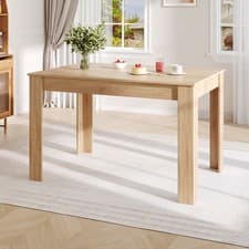 Image of Solid Dining Table Rectangle Wood Legs 120cm Dining Room Kitchen Table Natural