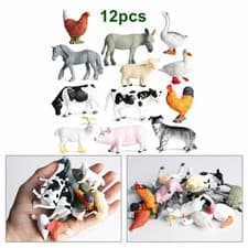 Image of 12Pcs Mini Farm Animal Toys Action Figures Bundle Playset Christmas Gift