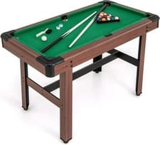 Image of 4FT Wooden Pool Table Billiards Set w Cues Balls Triangle Brush
