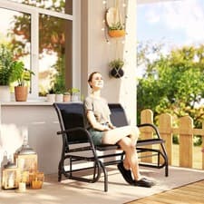 Image of 2-Person Outdoor Glider Bench Double Gliding Chair for Patio Garden Porch Black