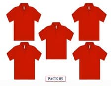 Image of PACK 5 BOYS GIRLS PLAIN POLO SHIRTS UNISEX KIDS SCHOOL T-SHIRT UNIFORM SUMMER PE