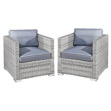 Image of Oseasons Malta Rattan 2 Seat 2 Chair Garden Outdoor Patio Set in Dove Grey