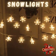Image of LED Snowflake Fairy String Lights Curtain Window Christmas Party Wedding Decor
