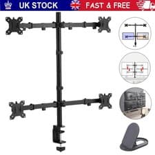 Image of Carbon Steel Quad Monitor Stand for 14-28" Screens, Four Screen Adjustable Mount