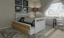 Image of Solid Pine Cabin Bed 3ft Single Pull Out Guest Bed With Mattresses 3 Drawers