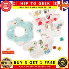 Image of Baby Girl Boy Terry Bibs Dribble Cute Elephant Mermaid Animal Bus 1 - 3 Pack UK