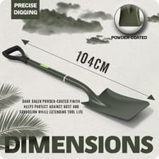 Image of Square Mouth Shovel Large Heavy Duty Steel Digging Shovel Spade 104cm