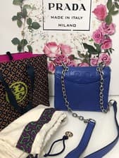 Image of Tory Burch Blue Alexa Crossbody Bag Mini Leather Quilted Shoulder Bag