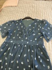 Image of Midi Dress Floral, V-Neck, Short Sleeves, Polyester