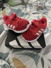 Image of Adidas Baby Red and White Trainers Size UK 4 - Brand New with Tags and Box £35