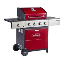 Image of Outback Meteor - 4 Burner Gas BBQ Grill with Side Burner - Red 370698