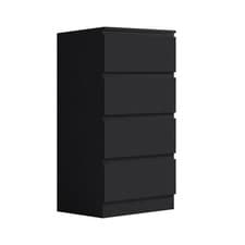Image of 4 Drawer Chest of Drawers Matt Black Bedroom Furniture Scandinavian Handleless