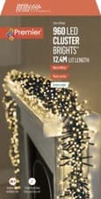 Image of Premier 960 LED Cluster Multi-Action Christmas Tree Lights Timer - WARM WHITE