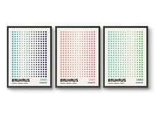 Image of Dots Bauhaus Style Abstract Geometric Shapes, Set of 3 Posters, Mid-Century