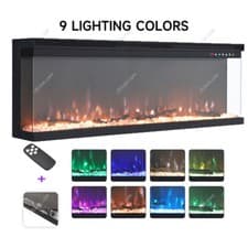 Image of Media Electric Fireplace 50" 60" 80" Wall Recessed Inset Fire 3 Sided Panoramic