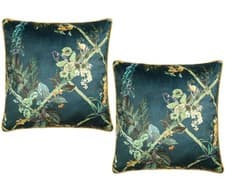 Image of Laurence Llewelyn-Bowen LLB Velvet Floral Scatter Cushion Cover 55x55 Green 2pcs