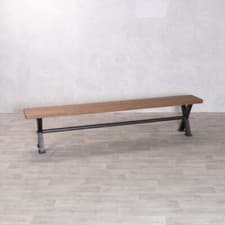 Image of BESPOKE PINE BENCH WITH X FRAME STEEL BASE INDUSTRIAL LOOK DINING 200CM BENCH
