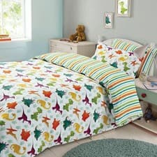 Image of Dreamscene Dinosaur Duvet Cover Pillowcase Kids Bedding Set Stripe Single Double