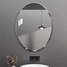 Image of Frameless Unframed Bevel Self Adhesive Glass Bathroom Mirror w/ Sticker & Glue