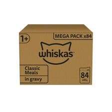Image of 84 x 85g Whiskas Adult Wet Cat Food Pouches Classic Selection in Gravy Megapack